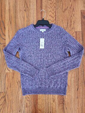 NWT Kim Rogers Petite Small Purple Cable Knit Sweater 100% Cotton